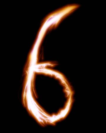 number six on a solid black backgroundの写真素材