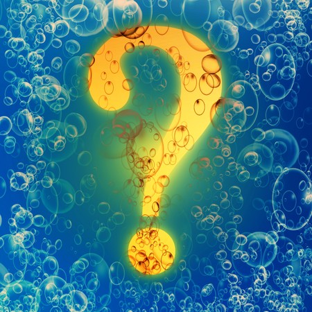 question mark on a soft blue backgroundの写真素材