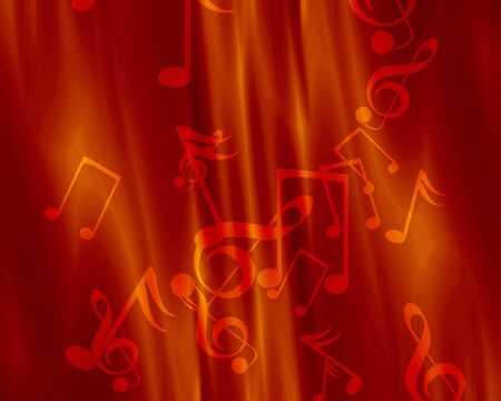 red background with some music notes on itの写真素材