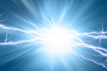 Electrical sparks on a soft blue background