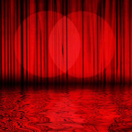 Movie or theater curtain with double spotlightの写真素材