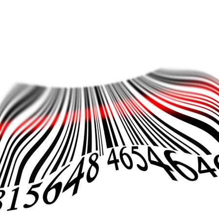 Barcode fading into the distance on a white backgroundの写真素材