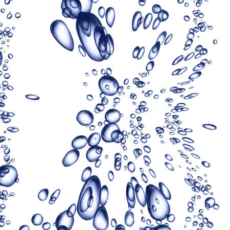 Rising bubbles on a solid white background