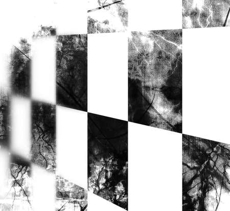 chequered floor in black and white with a grunge touchの写真素材