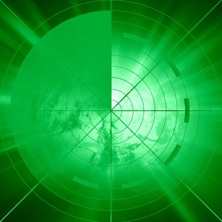 radar screen on a soft green backgroundの写真素材