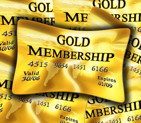 Gold membership card collection with soft shadesの写真素材