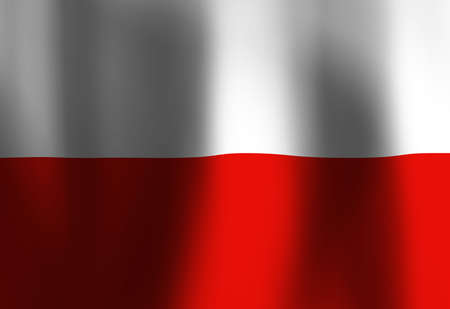 Polish flag waving in the windの写真素材