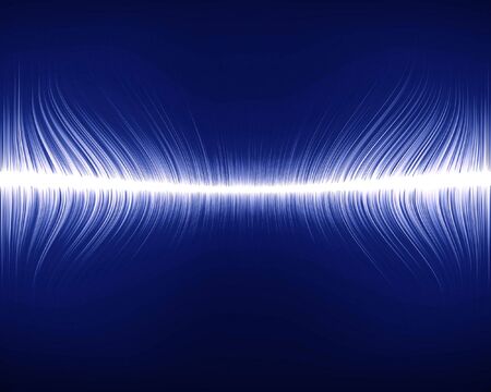 Visual representation of an audio wave on a blue background