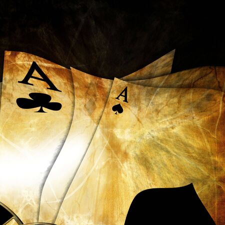 vintage playing cards on a dark brown background