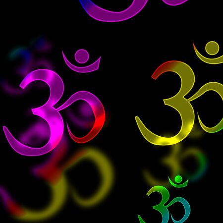 om aum symbol on a black backgroundの写真素材