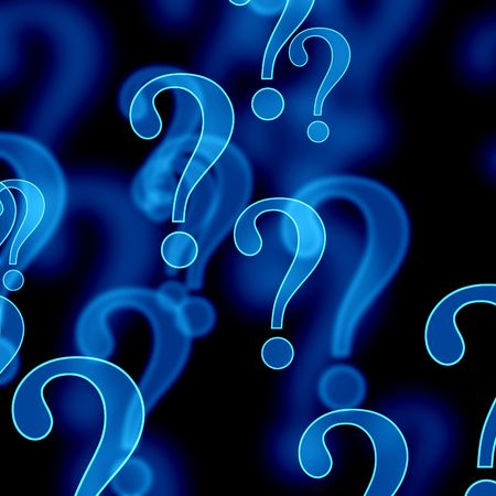 blue question marks on a dark backgroundの写真素材