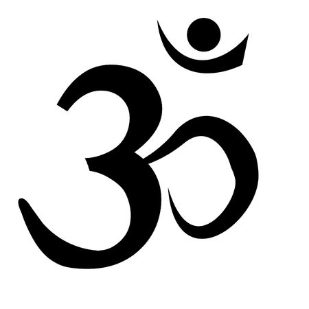 black om aum symbol on a white backgroundの写真素材