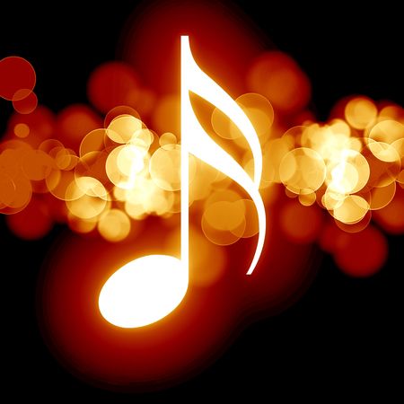 glowing music note on a dark backgroundの写真素材