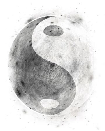 Yin yang symbol on a grunge white backgroundの写真素材