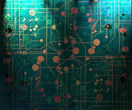 Computer circuit on a soft green backgroundの写真素材