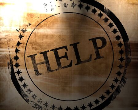 help stamp on an old paper textureの写真素材