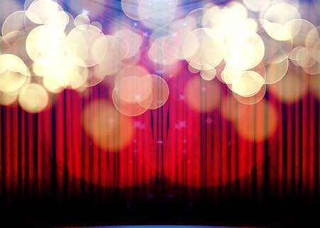 Movie or theater curtain with double spotlightの写真素材