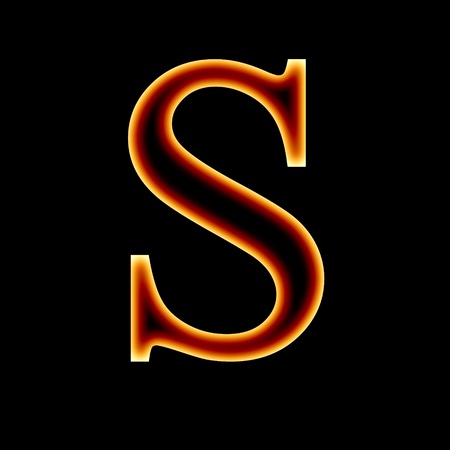 fire font: letter S on a dark backgroundの写真素材