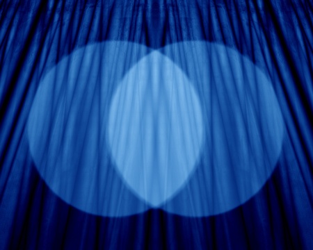 Movie or theater curtain with double spotlightの写真素材