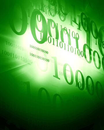 bits and bytes on a green backgroundの写真素材
