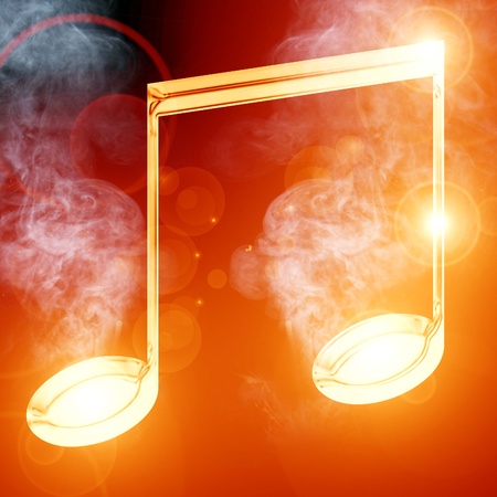 Colorful musical note on a soft dark backgroundの写真素材