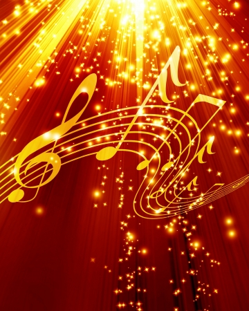 Abstract flowing fire background with music notes in itの写真素材