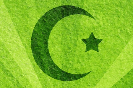 Islam sign with a crescent and a smaller starの写真素材