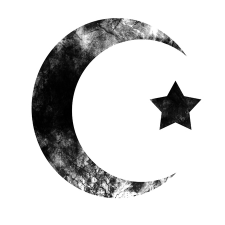 black islam sign isolated on a solid white backgroundの写真素材