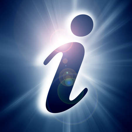 info sign on a soft blue backgroundの写真素材