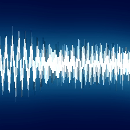 bright sound wave on a dark blue backgroundの写真素材