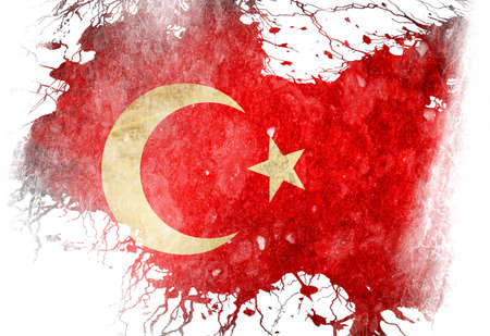 Turkish flag  with some grunge effects and linesの写真素材