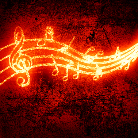 red background with some music notes on itの写真素材