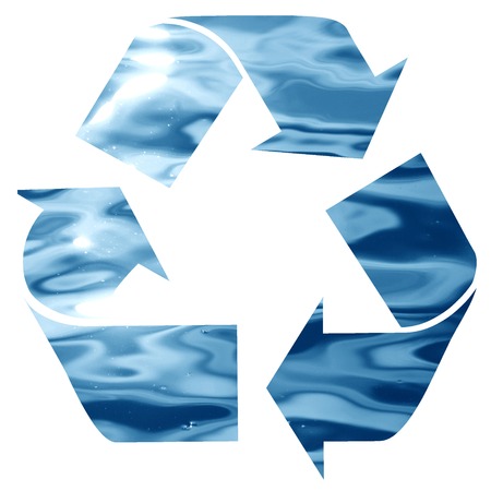 recycle sign isolated on a solid white backgroundの写真素材