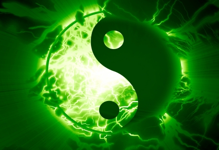 yin yang sign on a vivid backgroundの写真素材