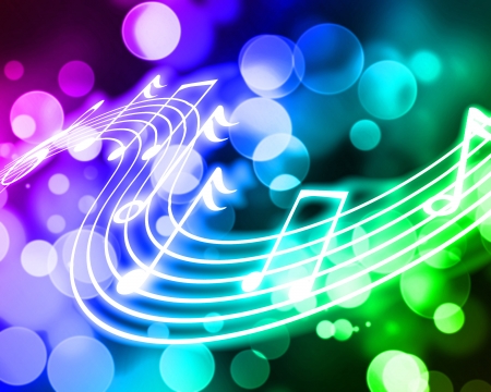 colorful vivid background with some music notes on itの写真素材