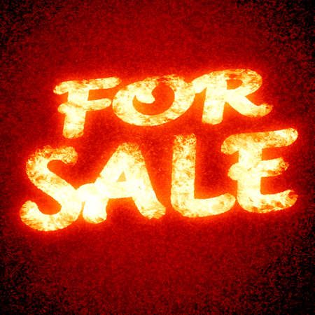 (for) sale: text written on a glowing red backgroundの写真素材