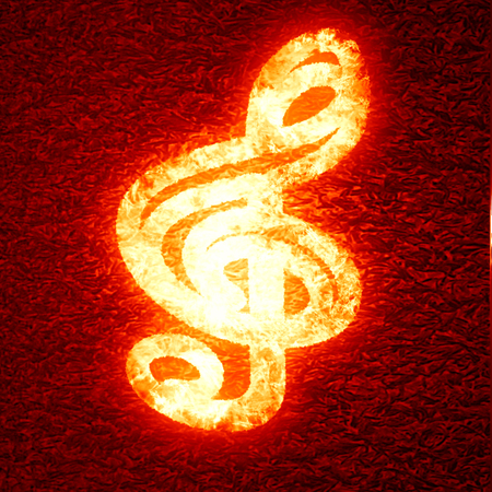 red background with some music notes on itの写真素材