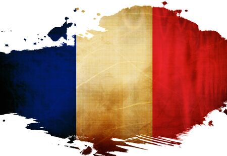 French flag  with some grunge effects and linesの写真素材