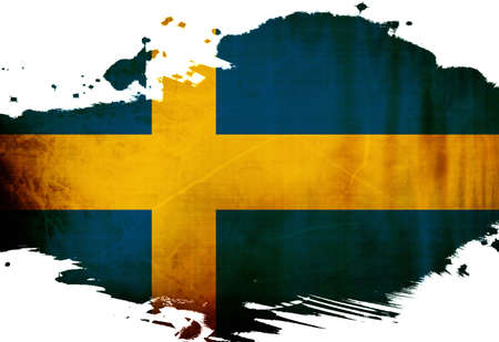Swedish flag  with some grunge effects and linesの写真素材