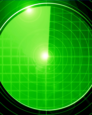 green radar screen on a dark blackgroundの写真素材