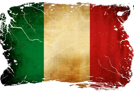 Italian flag waving in the wind with some spots and stainsの写真素材
