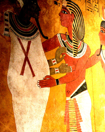 egyptian wall paintings inside of the pyramids (replica)の写真素材