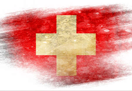 Swiss flag  with some grunge effects and linesの写真素材