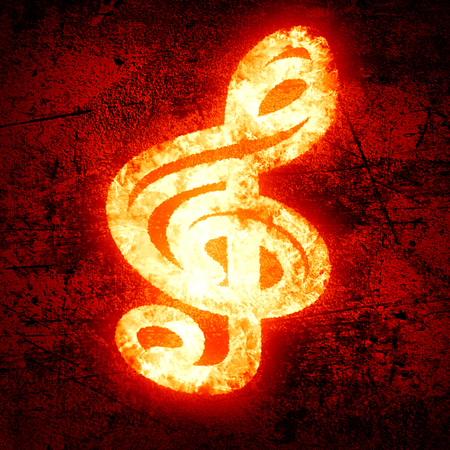 red background with some music notes on itの写真素材