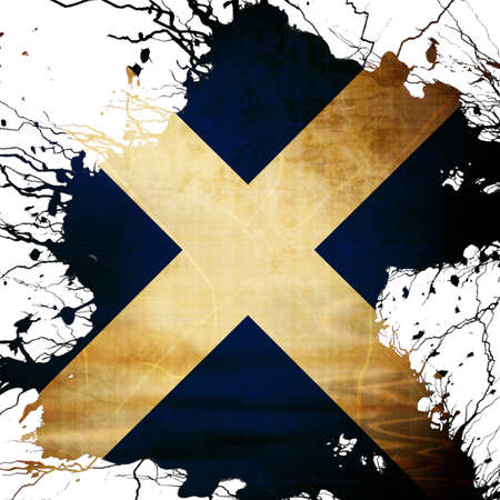Scottish flag  with some grunge effects and linesの写真素材