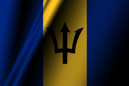 Barbados flag with some soft highlights and foldsの写真素材