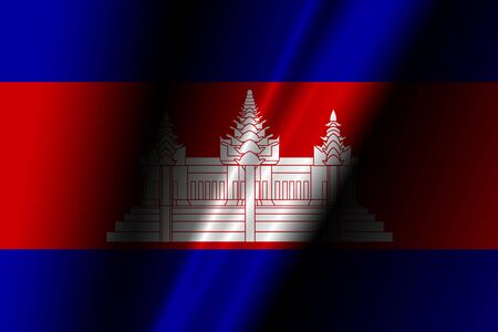Cambodia flag with some soft highlights and foldsの写真素材