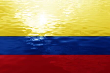 Colombia flag with some soft highlights and foldsの写真素材