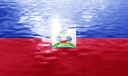 Haiti flag with some soft highlights and foldsの写真素材