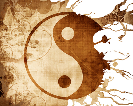 Yin Yang sign with some highlights and reflectionsの写真素材